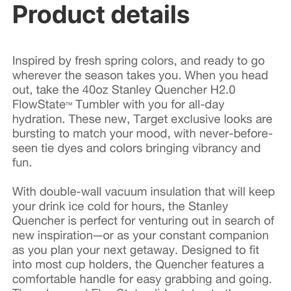 *LIMITED EDITION* Stanley 40oz Stainless Steel Adventure Quencher Peach Tie Dye - Picture 6 of 7